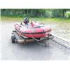 Image 23 : Inflatable Achilles skiff with trailer, 25hp Evinrude, anchor, oars, 2 gas jugs, fishing pole holder