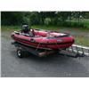 Image 24 : Inflatable Achilles skiff with trailer, 25hp Evinrude, anchor, oars, 2 gas jugs, fishing pole holder