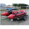Image 25 : Inflatable Achilles skiff with trailer, 25hp Evinrude, anchor, oars, 2 gas jugs, fishing pole holder