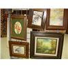 Image 4 : Lot of 10 framed pictures: antelope, buffalo, mountain goat, deer, dog team, owl, original oils (227