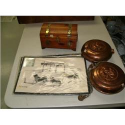 Wood box, copper canteens, Melewoktok place mats (227)