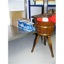 Lot of 2 pairs of shoes and wood bucket stand with yarn (227)