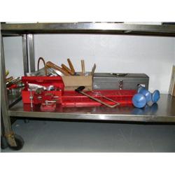 Lot of tools, tool boxes, weights and garden tools (227)