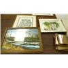 Image 2 : Lot of art: original on canvas, framed lion, garden scene and flower, kitten poster, misc. frames an