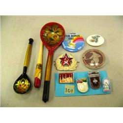 Lot of buttons and Russians spoons (2)