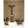 Image 1 : Lot of 3 metal pieces: horse, candy dish, candle holder (8888)