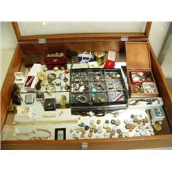 Large lot of jewelry, watches, bead necklaces, jewelry boxes, hematite necklace, earrings, lighters,
