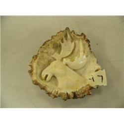 Antler belt buckle with relief carved moose (2)