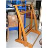 Image 4 : 2 old suitcases, old newspaper clippings, original art, wood box, small wood ladder and wood rack (2