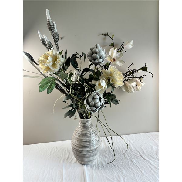 Large Vase With Faux Flowers