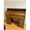 Image 2 : Wooden Roll Top Desk (No Key) & Office Chair