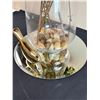 Image 2 : Large Glass Vase With Faux Flowers & Mirror Base & Decor