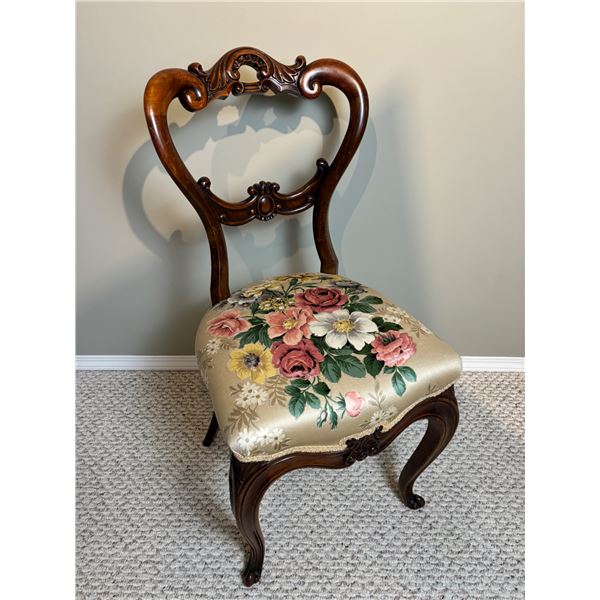 Antique Floral Upholstered Chair