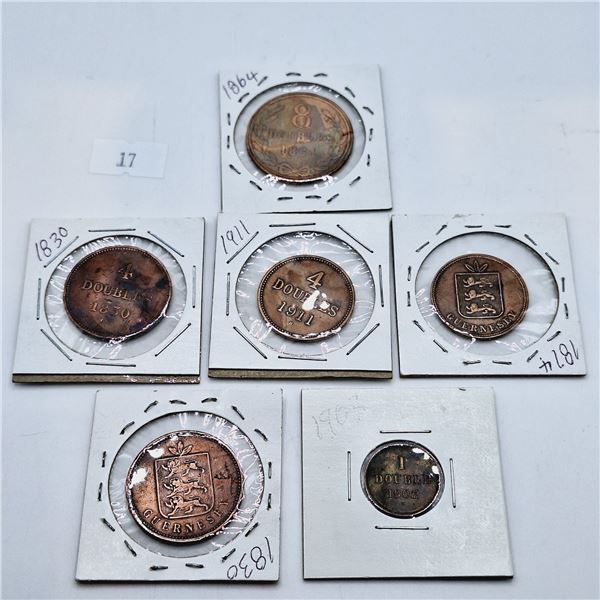 Set of 6 Antique Coins from Guernesey