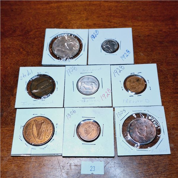 Set of Eight Antique Coins from Ireland