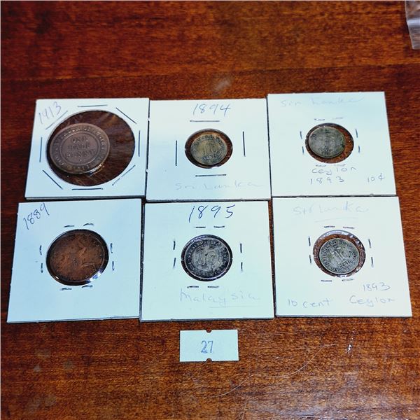 Set of Six Antique Coins from the British Empire