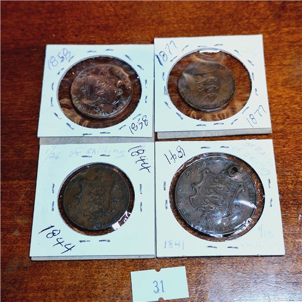 Set of Four Antique Coins from the States of Jersey