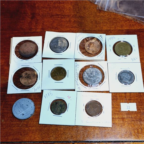 Set of 11 Miscellaneous Antique Coins and Tokens