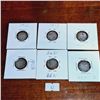 Image 1 : Set of Six 3 Pence Antique Coins from Great Britain