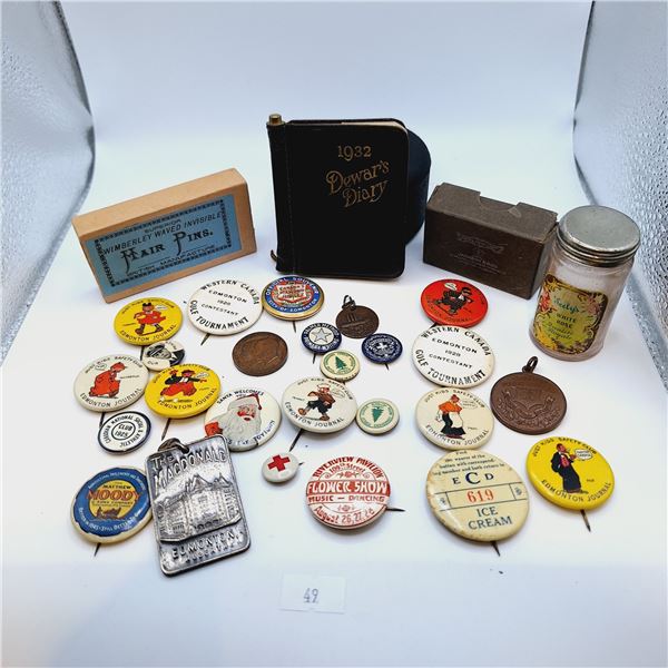 Assorted Vintage Pins, Pendants and Tokens