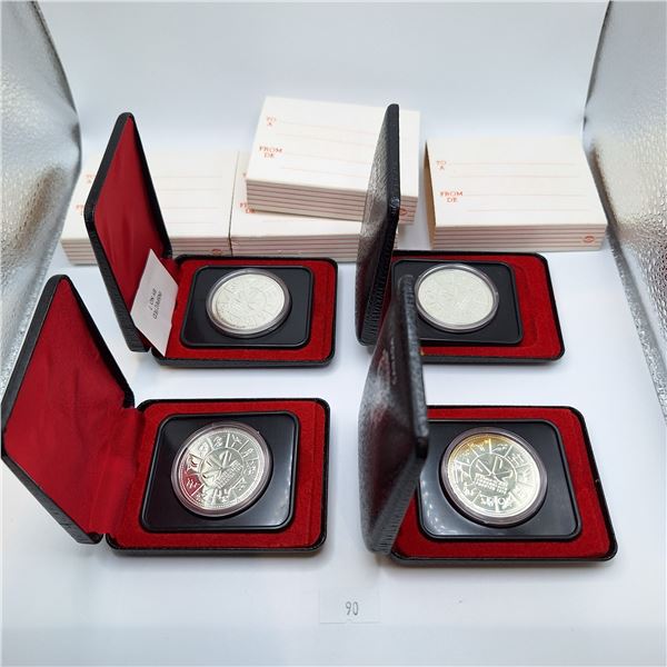 Set of 4 1978 Commonwealth Games Proof Dollars 93.2g 50% Silver