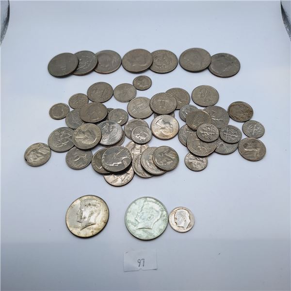Assorted American Coins with 14.9g 90% Silver, 11.4g 40% Silver