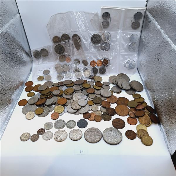 Assorted Foreign Coins - Antique and Silver Coins Included