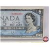 Image 3 : Canada $5 Bill 1954 : Bouey/Rasminsky #UX6066391 (See Pics for Varieties, Conditions, Serial Numbers
