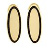 Image 1 : Vintage 14K Gold Polished Elongated Oval w/ Garnet Channel Frame Drop Earrings