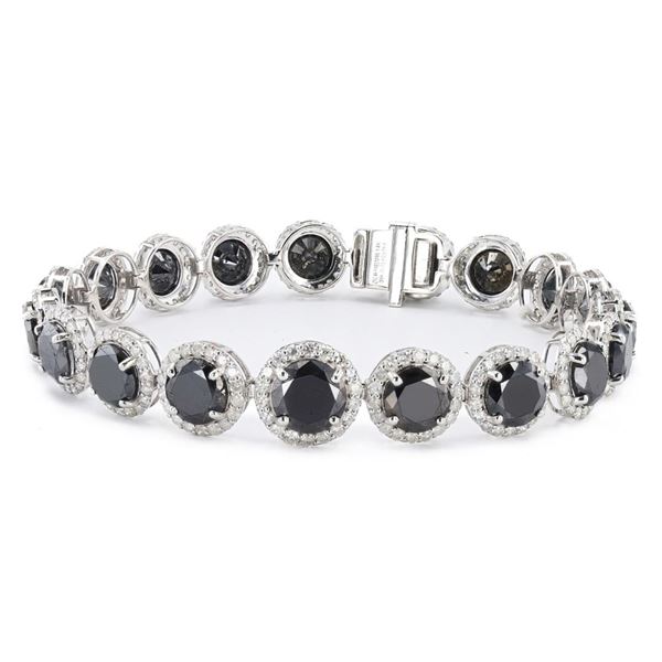 22.03 ctw Fancy Black Diamond and 3.08 ctw Diamond 14K White Gold Bracelet