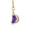 Image 4 : Vintage 14K Gold 15.8mm Round Alexandrite Channel Set Solitaire Pendant w/ Chain