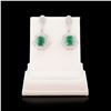 Image 1 : 2.70 ctw Emerald and 0.94 ctw Diamond 18K White Gold Dangle Earrings