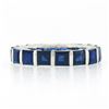 Image 4 : Unisex Platinum 5.61 ctw Square Step Cut Sapphire Bar Channel Eternity Band Ring