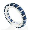 Image 6 : Unisex Platinum 5.61 ctw Square Step Cut Sapphire Bar Channel Eternity Band Ring