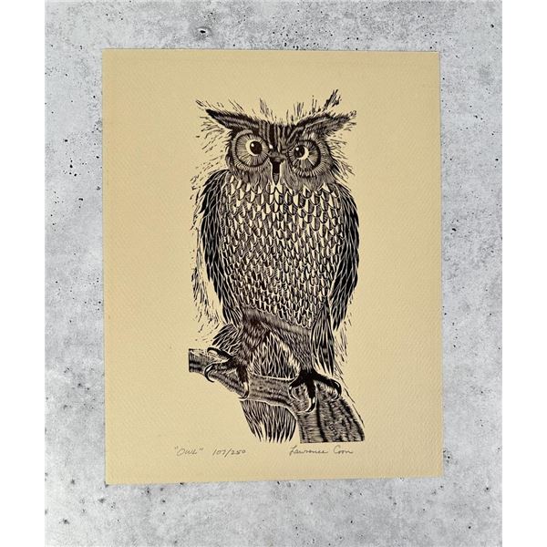 Lawrence Coon Owl Woodblock Print
