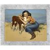Antique Rolf Armstrong Cowgirl & Calf Print