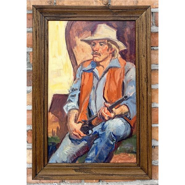 R Zimmerman Montana Cowboy Oil Painting