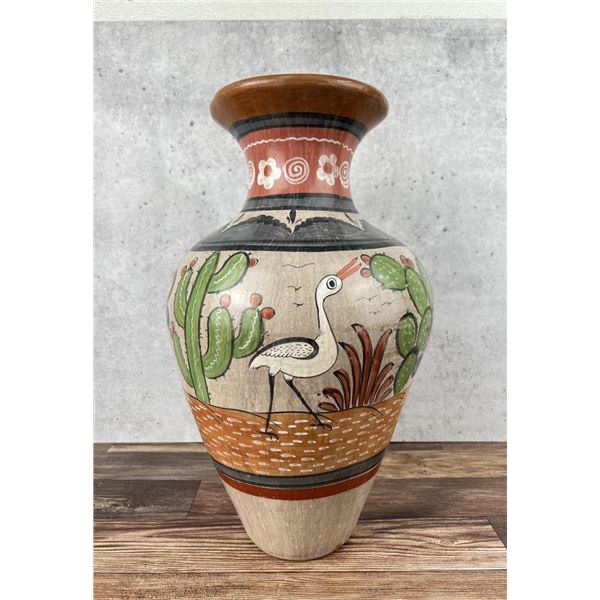 Tonala Mexico Folk Art Pottery Vase