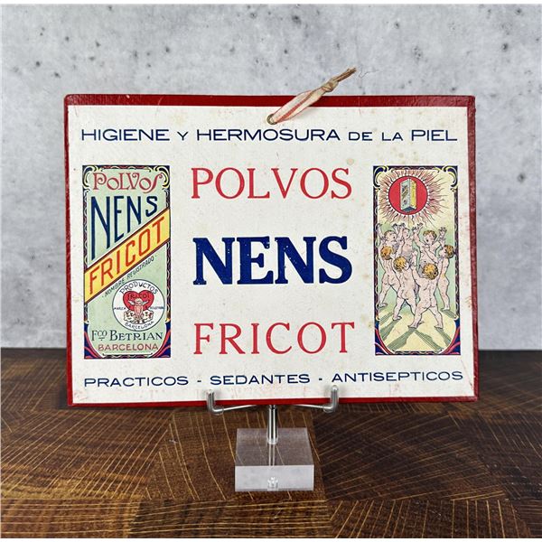 Antique Spanish Skin Powder Cardboard Sign
