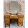 Image 1 : Antique English Oak Vanity With Mirror