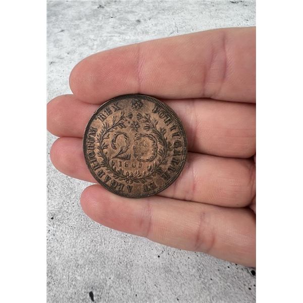 1865 20 Reis Portugal Azores Luiz Coin