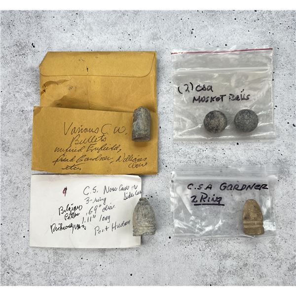 Group Of Civil War Confederate Bullets And Balls