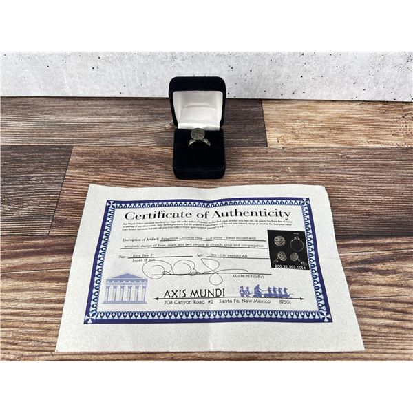 Ancient Byzantine Christian Silver Cross Ring