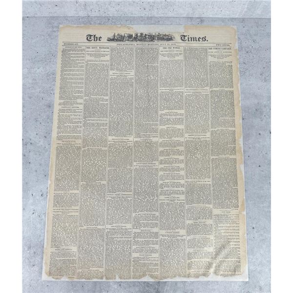 1876 Philadelphia Newspaper Custer Massacre