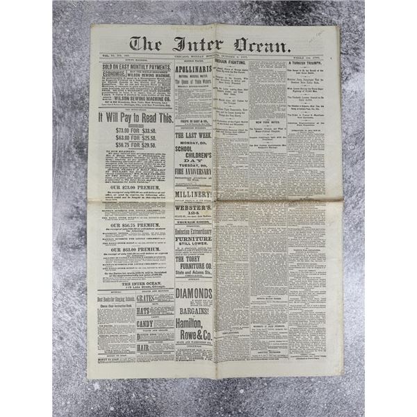 Chicago Newspaper October 8 1877 Chief Joseph