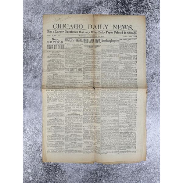 Chicago Daily News October 10 1877 Custer Funeral