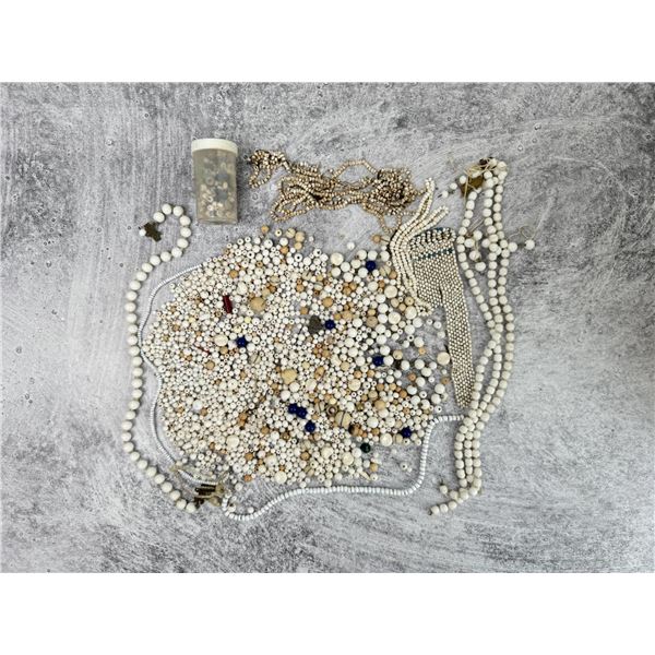 Group Of Antique White Glass Beads