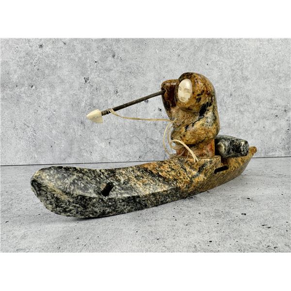 Bryon Amos Alaskan Inuit Soapstone Seal Hunter