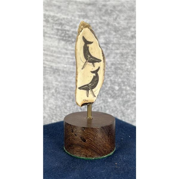 Doug Fine Fossilized Whale Tooth Scrimshaw Whales