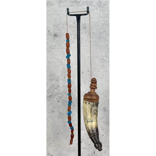 Powder Horn With Bead String Stopper